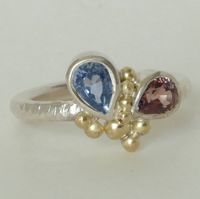 Ring blauer und rosa Saphir 750GG 925Si