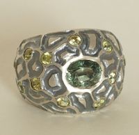 Ring Turmalin Demantoid-Granate 925Si