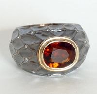 Ring Hessonit-Granat Diamanten 750GG 925Si